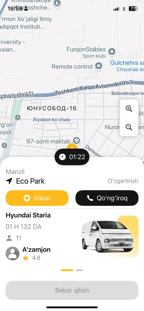 BigTaxi — Swift, UIKit, MapKit mobil ilovasi, muallif A'zamjon Abdumuxtorov